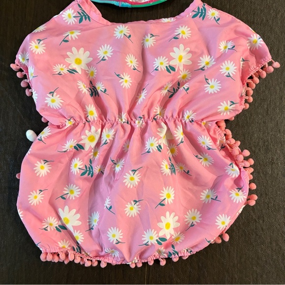 Baby Pink Floral Swim Coverup and Swimcap - Picture 6 of 9